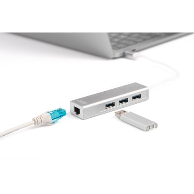 10. Digitus Hub USB 3.0 Type-C™ z Gigabit Ethernet