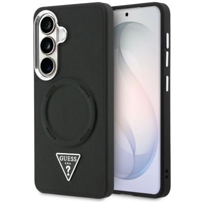 Etui Guess Embossed Ring Triangle Logo MagSafe na Samsung Galaxy S26 - czarne