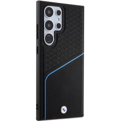 4. Etui BMW Signature Leather Textured & Line MagSafe na Samsung Galaxy S24 Ultra - czarne