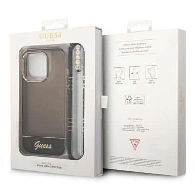 7. Etui Guess Translucent Pearl Strap na iPhone 14 Pro Max - czarne