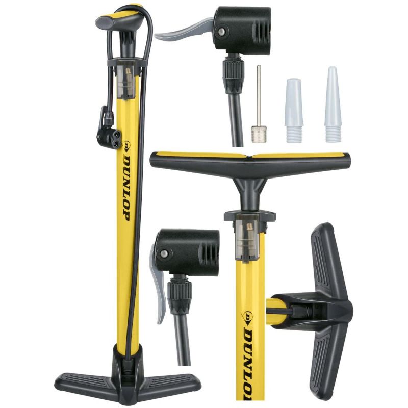 31. POMPKA WARSZTATOWO ROWEROWA DUNLOP 174 PSI (12bar) ŻÓŁTA