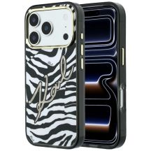 Etui Karl Lagerfeld IML Signature Zebra Glitter MagSafe na iPhone 17 Pro / 18 Pro - złote
