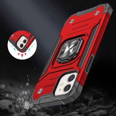 7. Wozinsky Ring Armor etui iPhone 14 Plus pancerny pokrowiec uchwyt magnetyczny ring czerwone