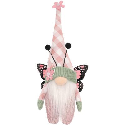 7. SKRZAT GNOM MOTYL RÓŻOWY 25CM DEKORACJA WIOSENNA