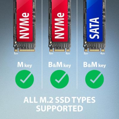 6. Obudowa SSD Axagon ADM2-AM USB-A 10Gbps - M.2 NVMe & SATA SSD adaptér, kabelis USB-A 10cm Czarny