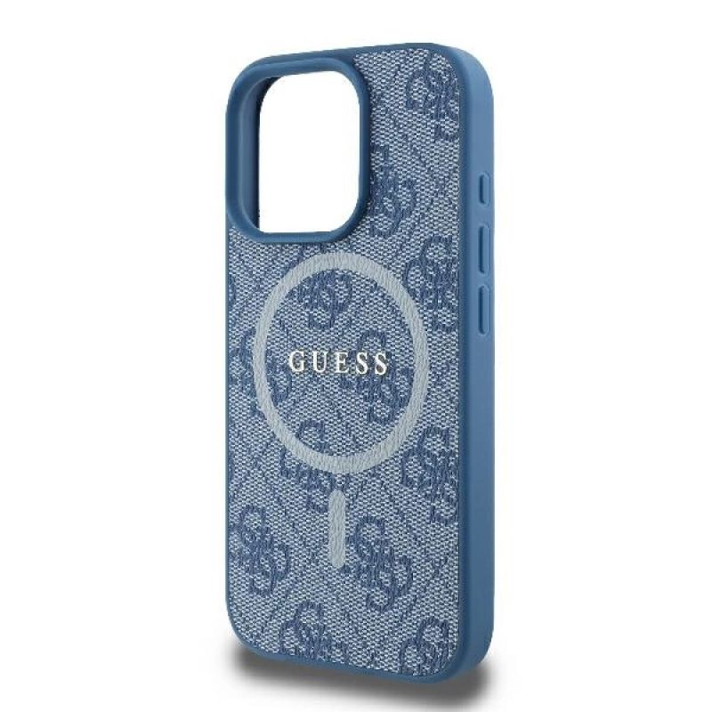 6. Etui Guess 4G Ring Classic Logo MagSafe na iPhone 16 Pro - niebieskie