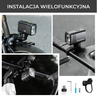 2. Rockbros lampka rowerowa przednia 1000LM biała