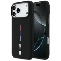 Etui BMW M Silicon Tricolor Line MagSafe na iPhone 17 Pro Max - czarne