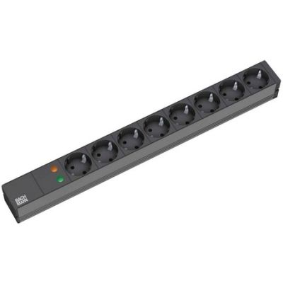 2. Bachmann 19'' 2m 8x Schuko H05VV-F 3G 1.50mm2 rozgałęziacz 8 x gniazdo sieciowe Czarny