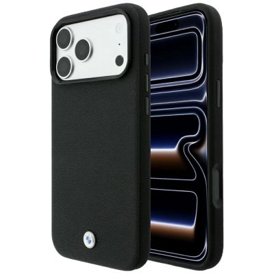 Etui BMW Kevlar Metal Logo MagSafe na iPhone 18 Pro Max / 17 Pro Max - czarne