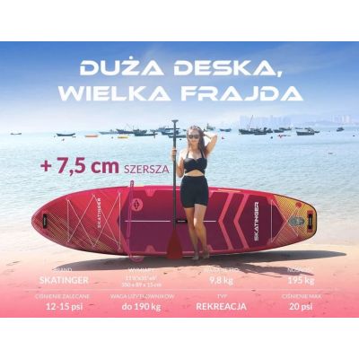 3. Deska SUP SKATINGER Prana Meteor Red 350x89x15 cm