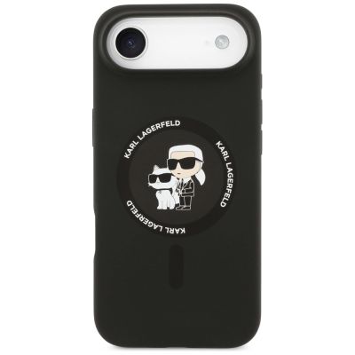 3. Etui Karl Lagerfeld Silicone Karl&Choupette Ring MagSafe do iPhone 17 Air - czarne