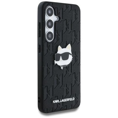 4. Etui Karl Lagerfeld Leather Monogram Pin Logo Choupette Head Samsung Galaxy S25 czarny