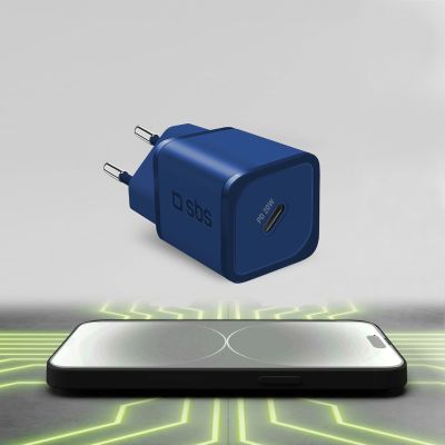 5. Ładowarka sieciowa SBS TETRGAN1C20B 20W GaN z Power Delivery - niebieska