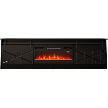 Szafka RTV GRANERO+kominek 200x56,7x35 czarny/czarny poł