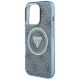 6. Etui Guess IML Metal Glitter 4G Circle Triangle MagSafe na iPhone 16 Pro - niebieskie