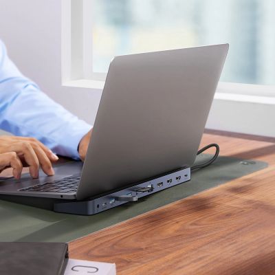 8. Baseus EliteJoy Gen2 uniwersalny HUB USB 12w1 z kablem USB-C 25cm podstawka pod notebook USB-A / USB-C / DP / HDMI / SD / TF / RJ45 / 3,5mm jack / PD 100W szary (WKSX030213)