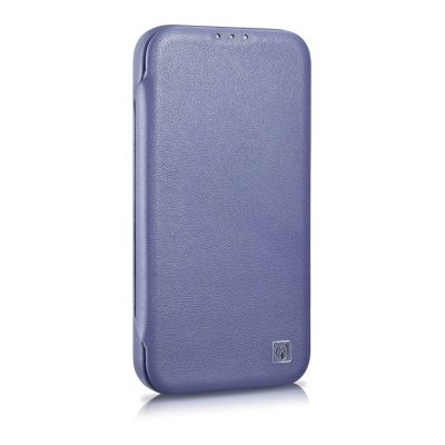 4. iCarer CE Premium Leather Folio Case skórzane etui iPhone 14 Plus z klapką magnetyczne MagSafe jasnofioletowy (WMI14220715-LP)