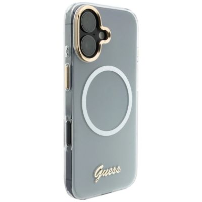 4. Etui Guess IML Gradient Script Metal MagSafe na iPhone 17 - białe