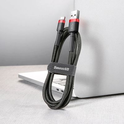 5. Kabel Baseus Cafule USB-A / USB-C QC 3.0 3A 1 m - czarno-czerwony