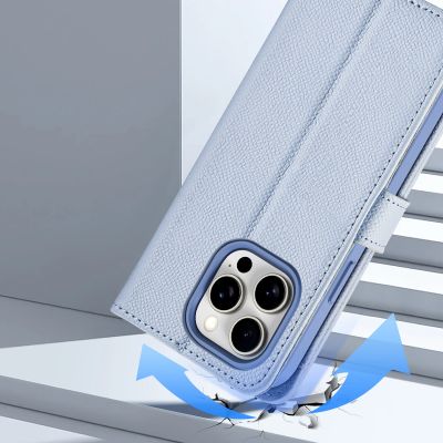 11. Etui skórzane Dux Ducis Lawa na iPhone 15 Pro - niebieskie
