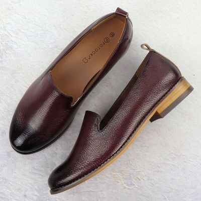 4. Półbuty damskie lordsy lakierowane bordowe Potocki 19337