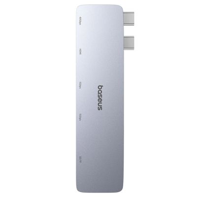 2. Hub USB Baseus UltraJoy Series 6w1 USB-C 40 Gb/s USB 3.0 HDMI 4K z czytnikiem SD i microSD - szary