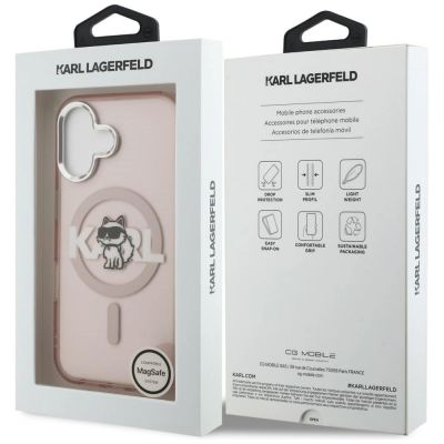 8. Etui Karl Lagerfeld IML Choupette Sketch Logo MagSafe na iPhone 16 - różowe