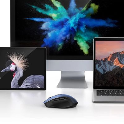 7. Mysz optyczna Ugreen MU006 bezprzewodowa USB 2.4GHz / Bluetooth 5.0 4000 DPI - niebieska