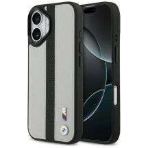 Etui BMW M Perforated Stripe Logo MagSafe na iPhone 17 - szare