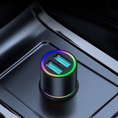 6. Joyroom samochodowa ładowarka 2 x USB z podświetleniem 24W czarny (JR-CL10)