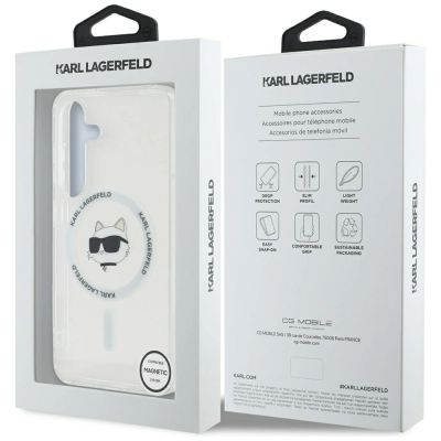 8. Etui Karl Lagerfeld Button Choupette Head Printed Logo MagSafe Samsung Galaxy S25 Plus biały