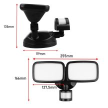 MACLEAN ŚCIENNA LAMPA LED, Z CZUJNIKIEM PIR, 20W, 1500LM, IP65, NEUTRAL WHITE 4000K, CZARNA MCE524 B