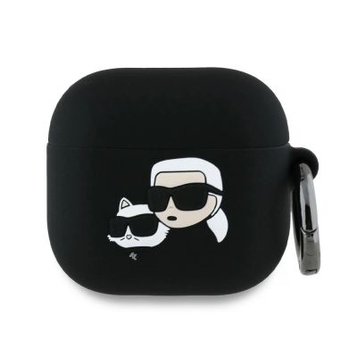 Etui Karl Lagerfeld Silicone Karl&Chaupette Head 3D na AirPods 4 - czarne
