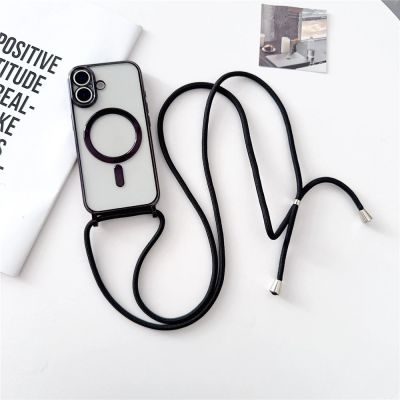 Etui na iPhone 17 z paskiem Crossbody kompatybilne z MagSafe - czarne