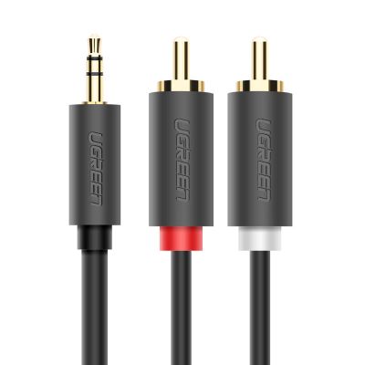 2. Kabel Ugreen AV102 10511 3,5 mm mini jack (męski) / 2RCA (męski) 1.5m - szary