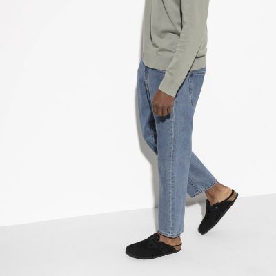 8. Chodaki damskie ocieplane z wełną owczą Birkenstock Boston Shearling Black skóra zamszowa regular szerokie (0259881)