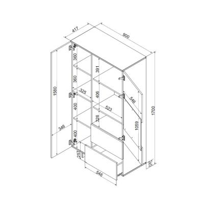4. Witryna ALMA 90x41,5xH170 kaszmir
