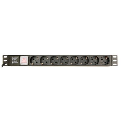 7. GEMBIRD LISTWA ZASILAJĄCA RACK 19" PDU EG-PDU-014-C14 1U, 10A, 8X SCHUKO, WTYK C14, KABEL 3M