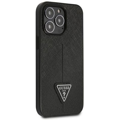 4. Etui Guess Saffiano Triangle Logo na iPhone 14 Pro - czarne