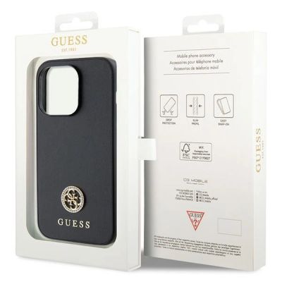 8. Etui Guess Strass Metal Logo do iPhone 15 Pro Max - czarne
