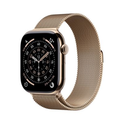 Zegarek Apple Watch Seria 11 GPS + Cellular 46mm Złota tytanowa koperta ze złotą pętelką Milanese - M/L (MFD84ZR/A)