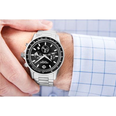 4. Zegarek Męski Giewont Chronograph Sapphire Srebrno Czarny GW3520-B2