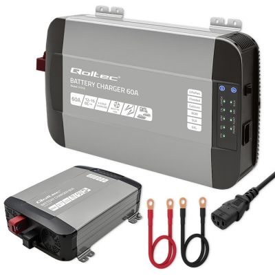 12. Ładowarka Qoltec Inteligentna Monolith do akumulatorów LiFePO4 AGM GEL SLA 60A 12V Szybkie ładowanie