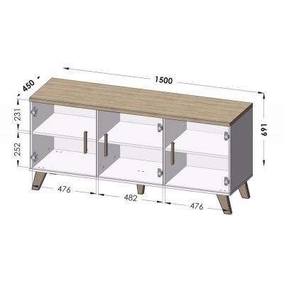 3. Komoda LOTTA 150 3D wotan + czarny mat