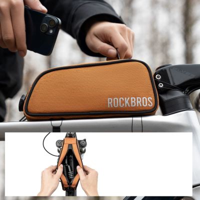 5. Torba rowerowa Rockbros 30120045004 ROAD TO SKY na górną rurę ramy wodoodporna 0,7L - pomarańczowa