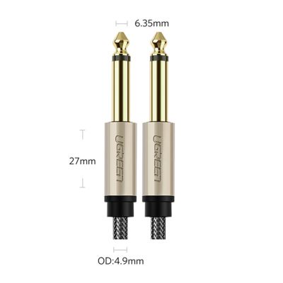 5. Kabel Ugreen AV128 10639 mono TS jack 6,35mm / jack 6,35mm 3m - szary