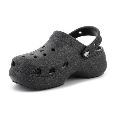3. CROCS CLASSIC PLATFORM GLITTER CLOG W BLACK 207241-001