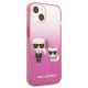4. Etui Karl Lagerfeld Gradient Ikonik Karl&Choupette na iPhone 13 mini - różowe