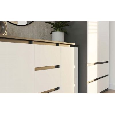 8. KOMODA 2 DRZWI 3 SZUFLADY ANTRACYT/BIEL KOMPLET